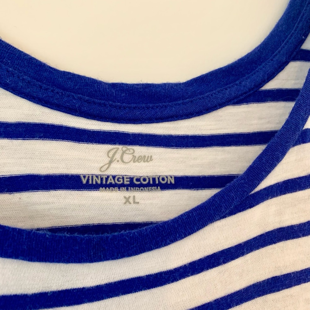 MOVING SALE | Women’s J Crew Nautical Prep Stripe XL Tank Top, Blue + White - Picture 2 of 4